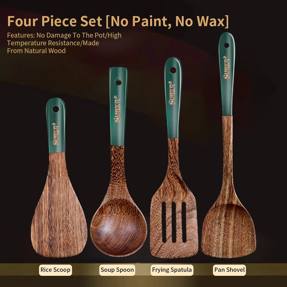 Natural Wooden Spatula Set, Non Stick Pan Special Wooden Spatula, Heat-Resistant Wooden Spatula, Wooden Spoon And Other Cooking