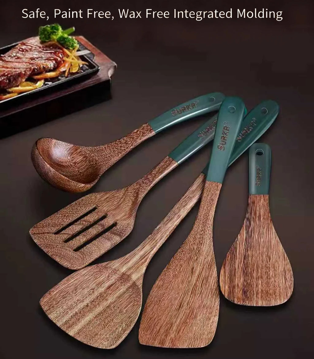 Natural Wooden Spatula Set, Non Stick Pan Special Wooden Spatula, Heat-Resistant Wooden Spatula, Wooden Spoon And Other Cooking