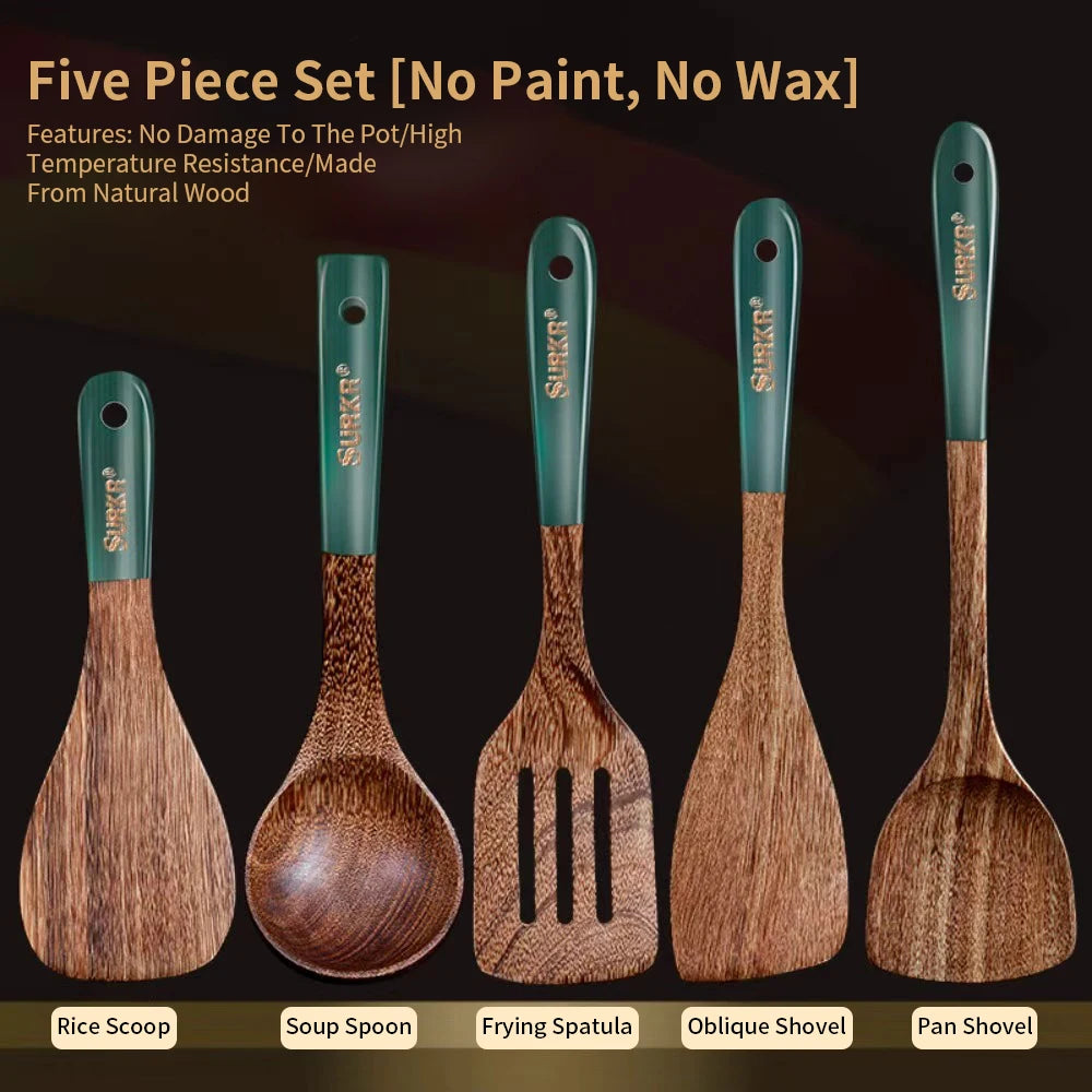 Natural Wooden Spatula Set, Non Stick Pan Special Wooden Spatula, Heat-Resistant Wooden Spatula, Wooden Spoon And Other Cooking