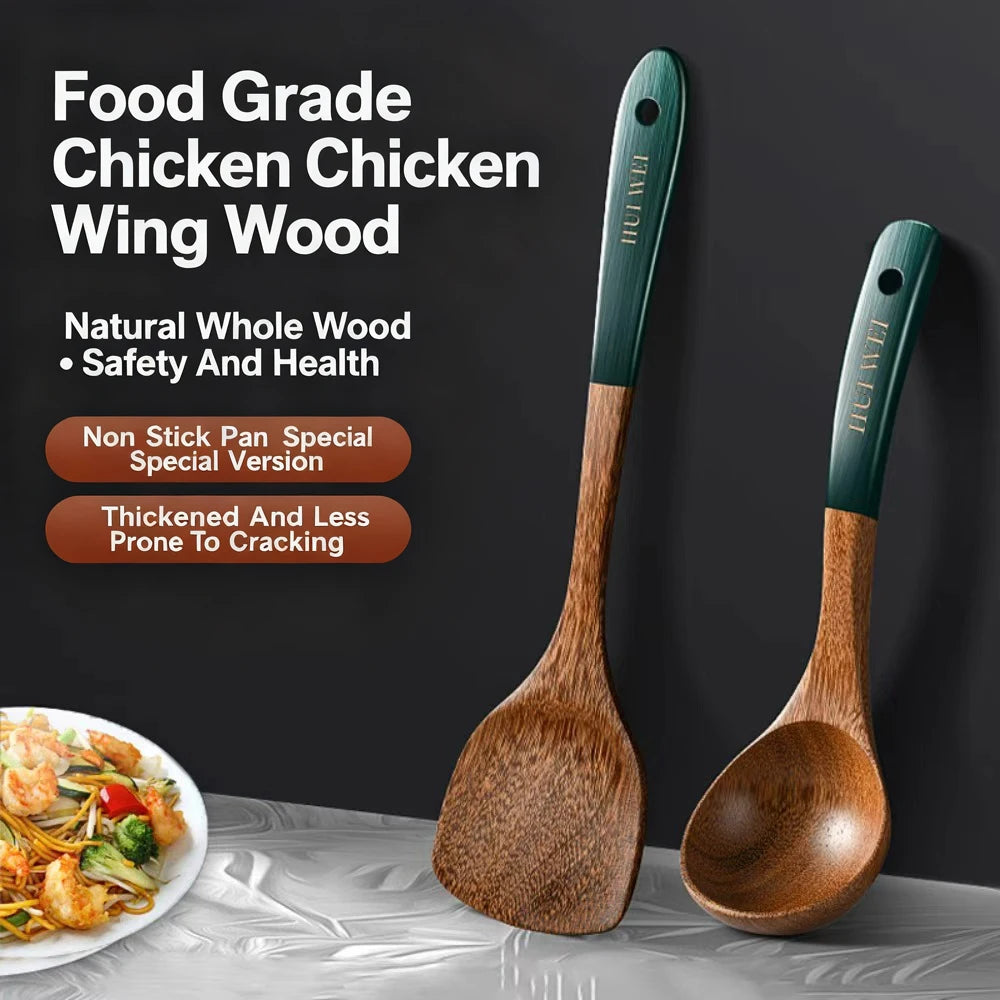 Natural Wooden Spatula Set, Non Stick Pan Special Wooden Spatula, Heat-Resistant Wooden Spatula, Wooden Spoon And Other Cooking