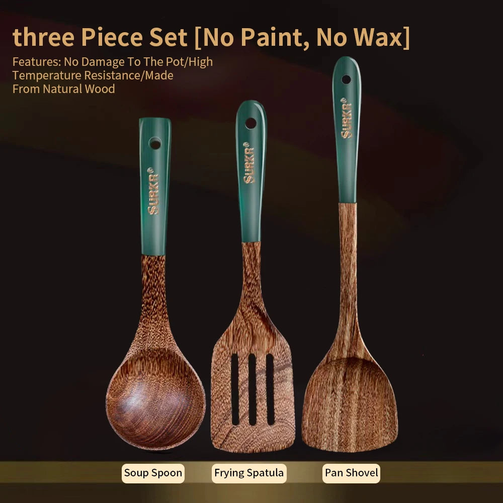 Natural Wooden Spatula Set, Non Stick Pan Special Wooden Spatula, Heat-Resistant Wooden Spatula, Wooden Spoon And Other Cooking