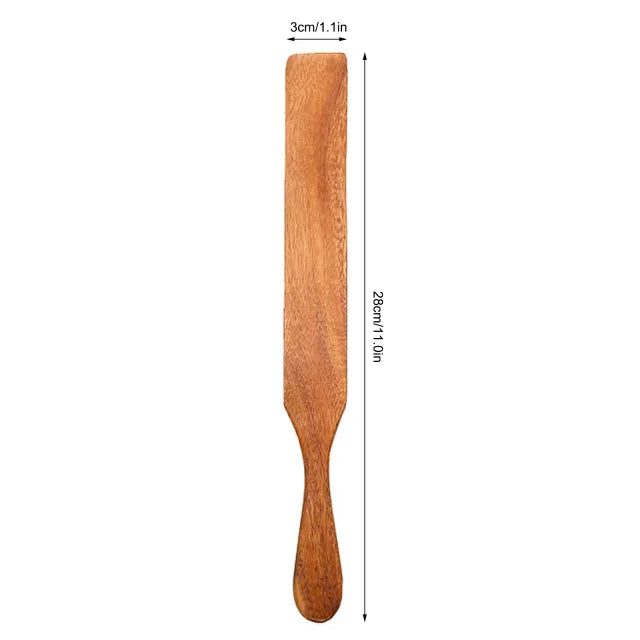 1-5pcs Slotted Spurtle Spatula Sets for Stirring  Natural Teak Kitchen Utensil Set Heat Resistant Non Stick Wood Cookware