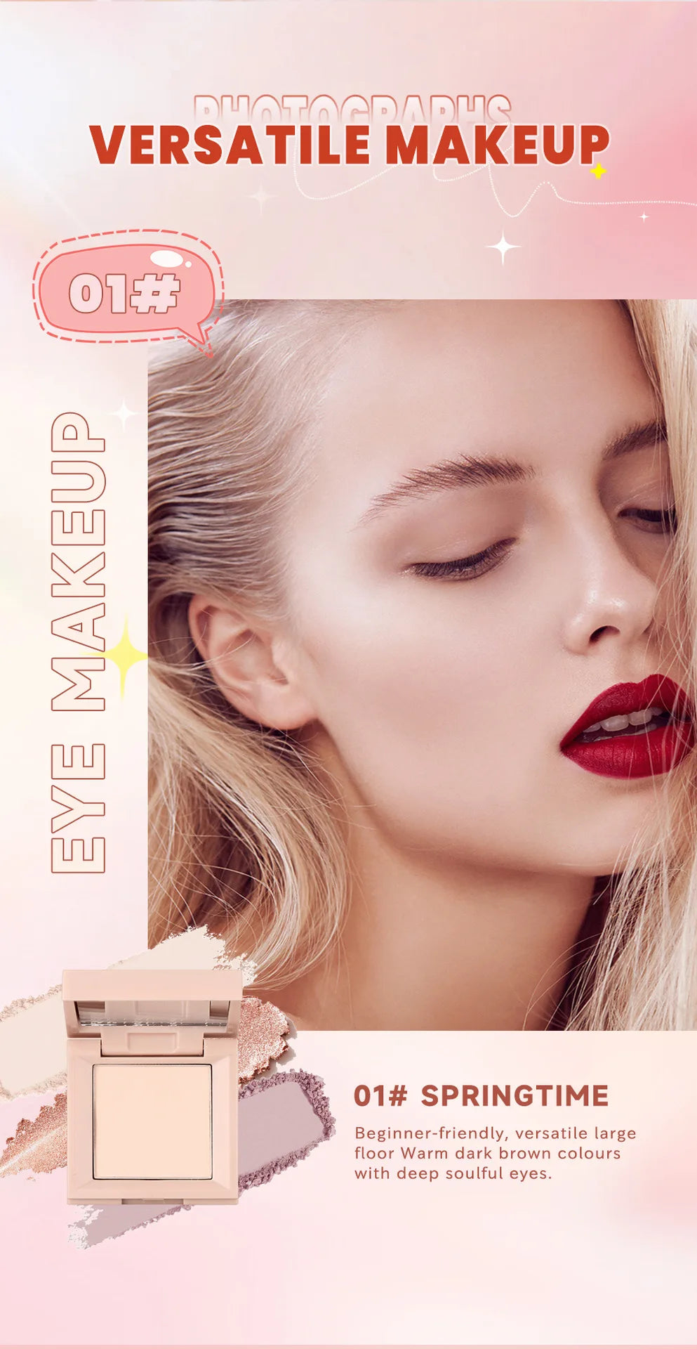 1 piece, three in one eye shadow palette, portable makeup, matte and shiny finish, multi-functional neutral tone, easy to mix