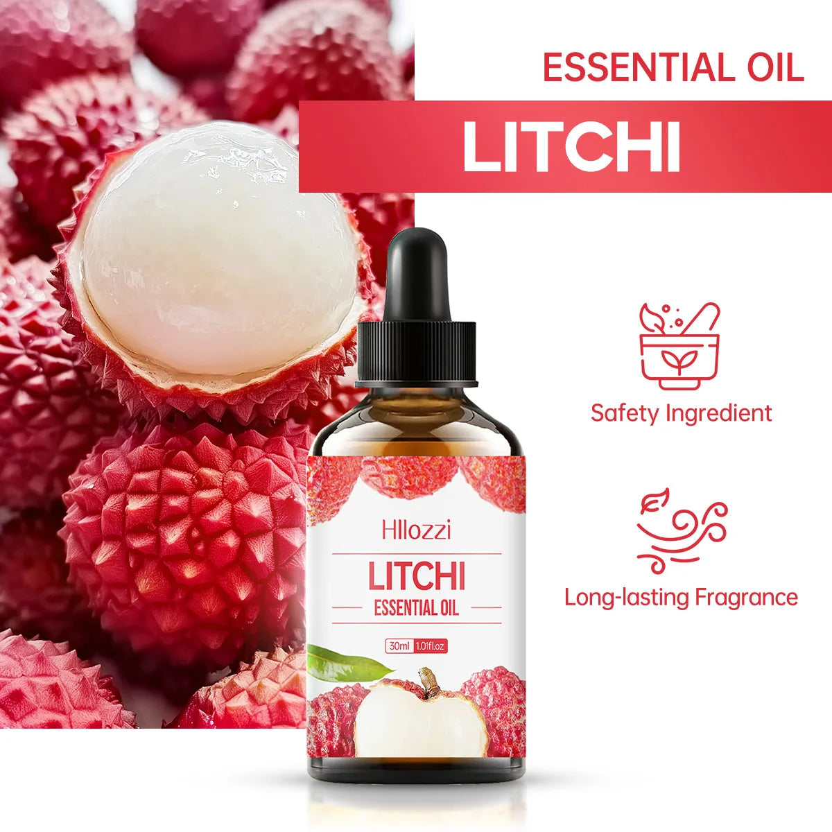 30ml Lychee Essential Oil Pure Plant Essential Oil Multi-purpose Aromatherapy Diffuser Humidifier Soap Fruit Essential Oil
