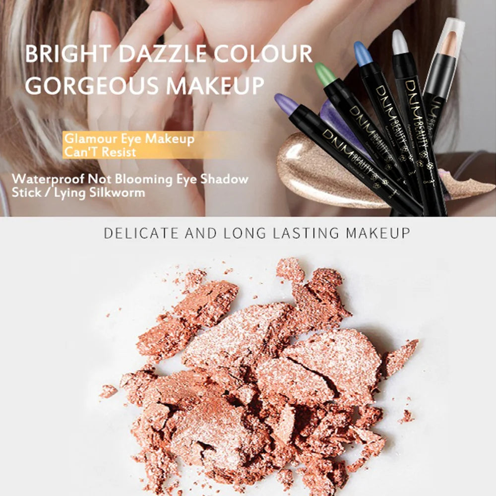 16 color Eyeshadow pen eye shadow stick eye palette Pearlescent lying silkworm pen Pearlescent highlight pen summer outdoor trav