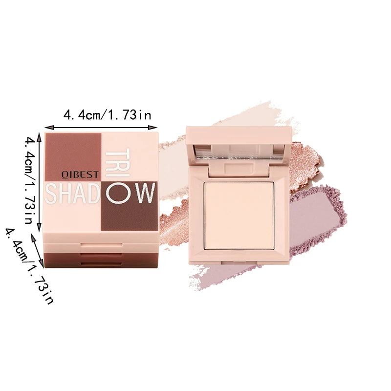 1 piece, three in one eye shadow palette, portable makeup, matte and shiny finish, multi-functional neutral tone, easy to mix