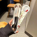 Anime Hello Kitty Kitchen Tableware KT Cat Stainless Steel Chopsticks Spoon Fork Student Office Portable Dinnerware Set Gifts