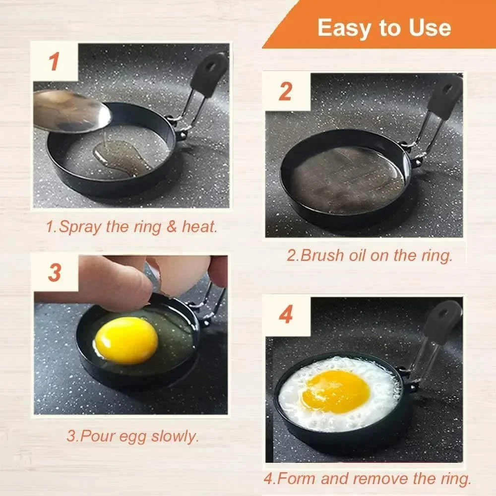 Stainless Steel Egg Frying Ring & Pancake Mould – Non-Stick Breakfast Cooking Tool