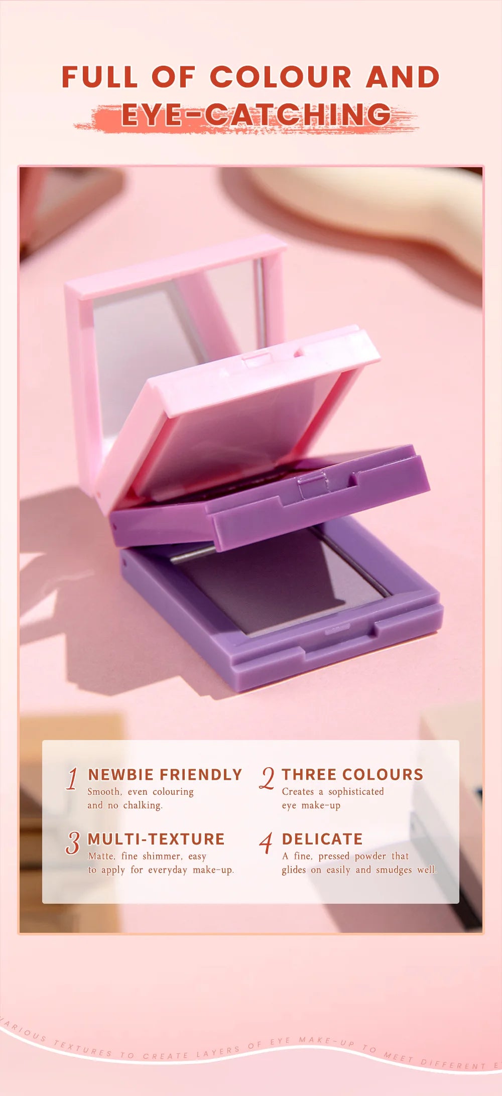 1 piece, three in one eye shadow palette, portable makeup, matte and shiny finish, multi-functional neutral tone, easy to mix