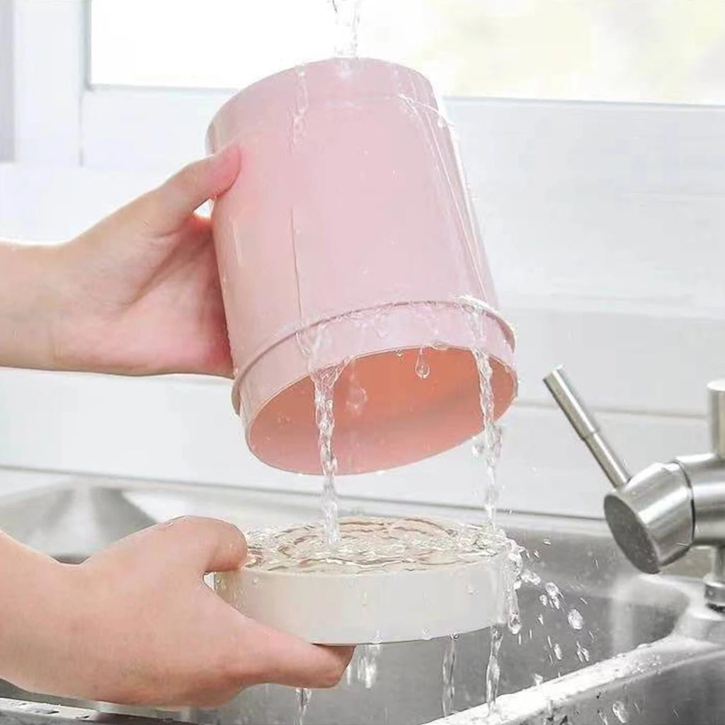 Kitchen Utensil Round Holder with Lid Plastic Cutlery Storage Holder Round Cutlery Drainer for Home Utility Storage Accessories