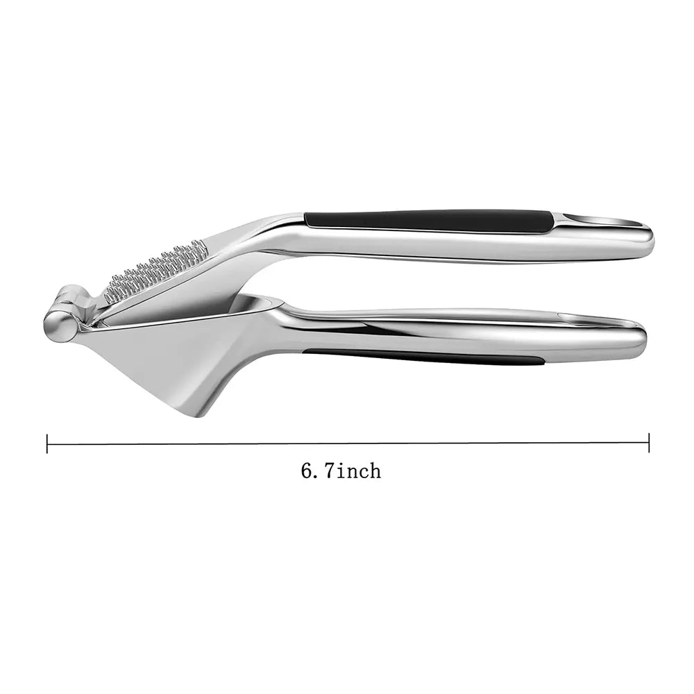 Zinc Alloy Garlic Press & Mincer – Ergonomic Soft Grip, Easy Squeeze & Clean