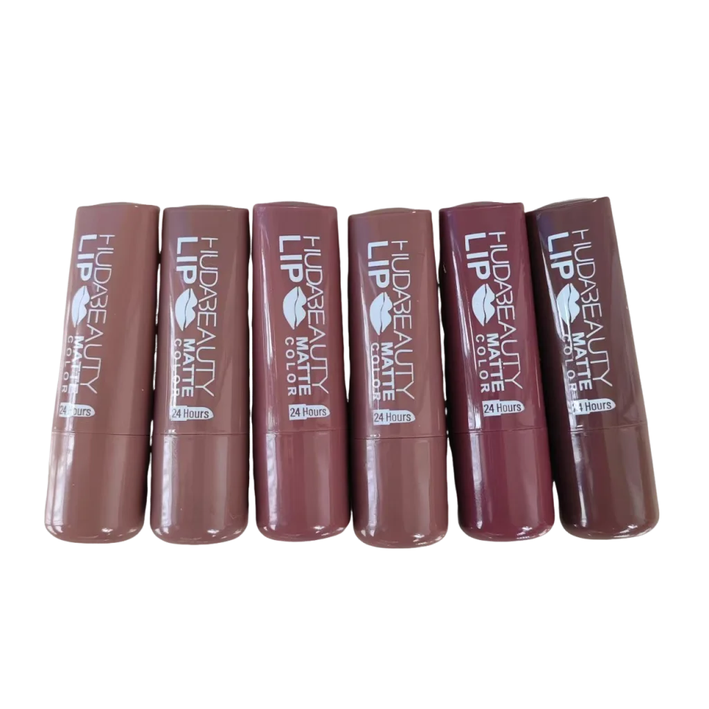 6 colors Lipstick Matte 3.8g Huda Nued Lip Gloss Waterproof Lip Glaze Tint Non-stick Non-Fading Lips Makeup Cosmetic Lip Care