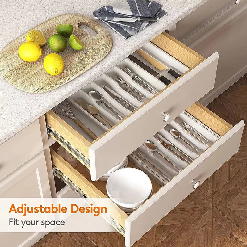 Silverware Organizer Expandable Kitchen Drawer Organizer Adjustable Utensil Organizer Cutlery Drawer Organizer for Forks Knives
