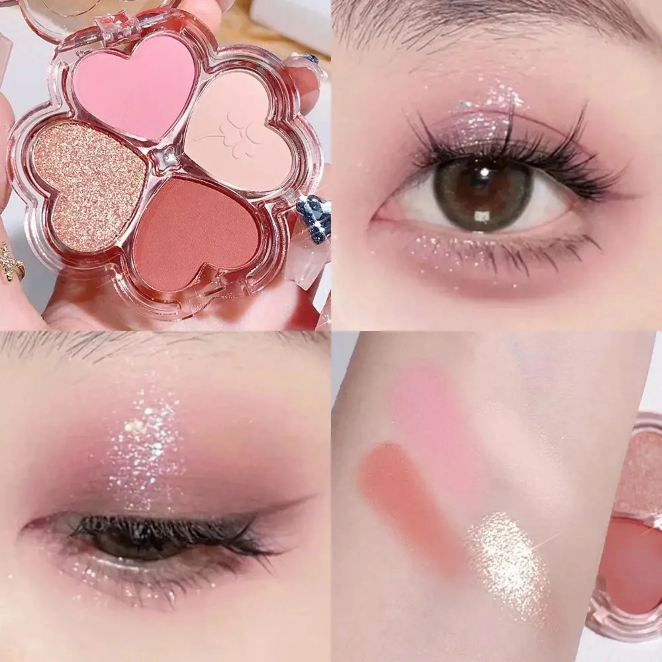 Four Leaf Eyeshadow Palette 4 Colors Eye Shimmer Matte Sequin Pearlescent Highlight Basic Color Scheme Lasting Cosmetics Makeup