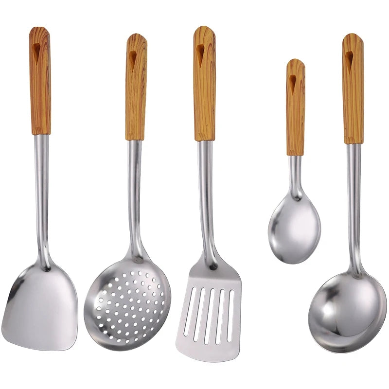 Stainless Steel Spatula Spoon Wood Handle Cooking Shovel Ladle Kitchen Utensils Baking Cooking Tools Kitchenware Cookware