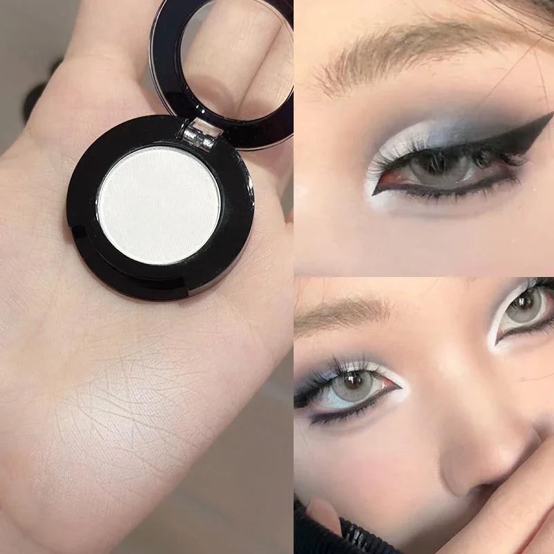 Gothic Matte Black Eye Shadow White Lying Silkworm Eyeshadow Eyeliner Palette Eye Makeup Blue Punk Smoky Eyeshadow Cosmetics