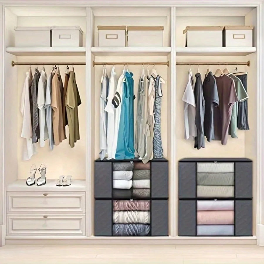 Foldable Fabric Storage Boxes Rectangle Multipurpose Organizer Bins Closet Non-Waterproof Blanket and Clothes Store Bags