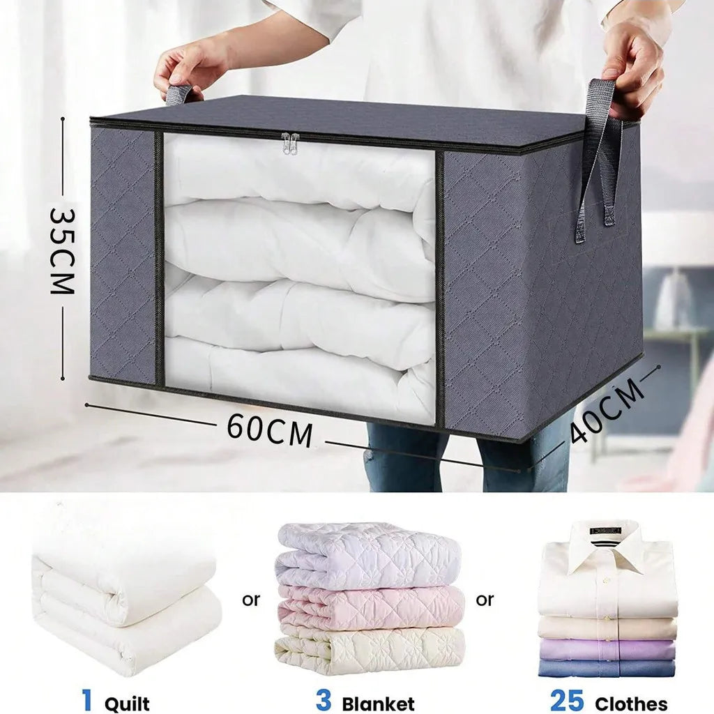 Foldable Fabric Storage Boxes Rectangle Multipurpose Organizer Bins Closet Non-Waterproof Blanket and Clothes Store Bags
