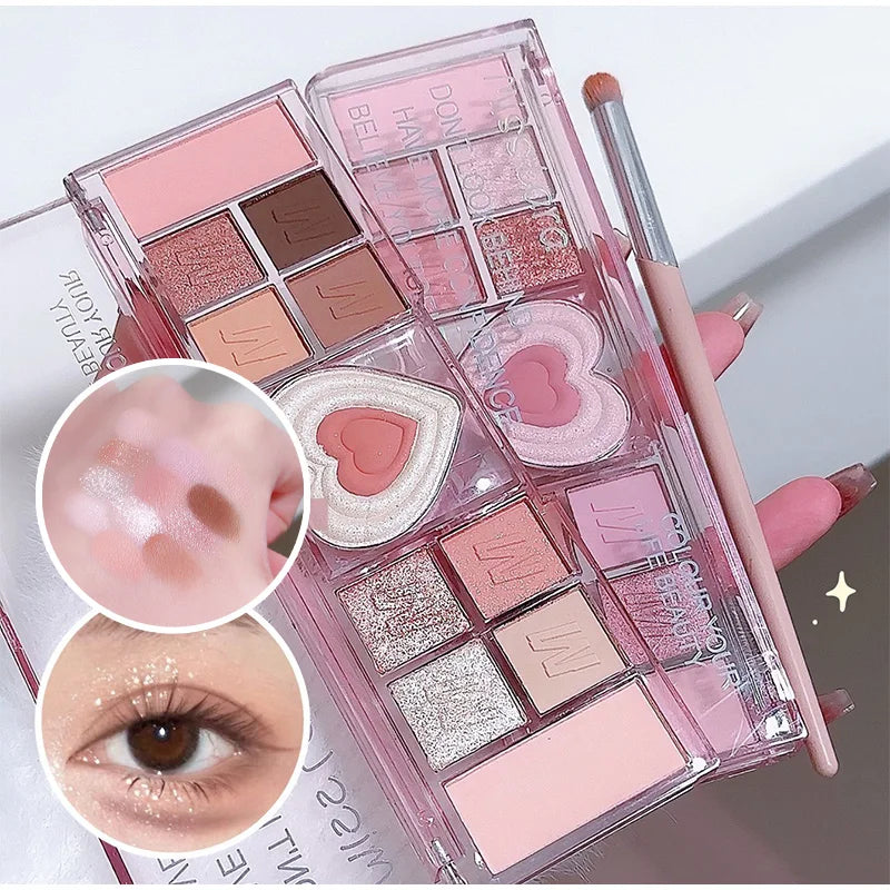 12 Colors Pink Eyeshadow Palette Natural Cool Tone Low Saturation Matte Eye Shadow Pallet Brown Korean Makeup Cosmetic New