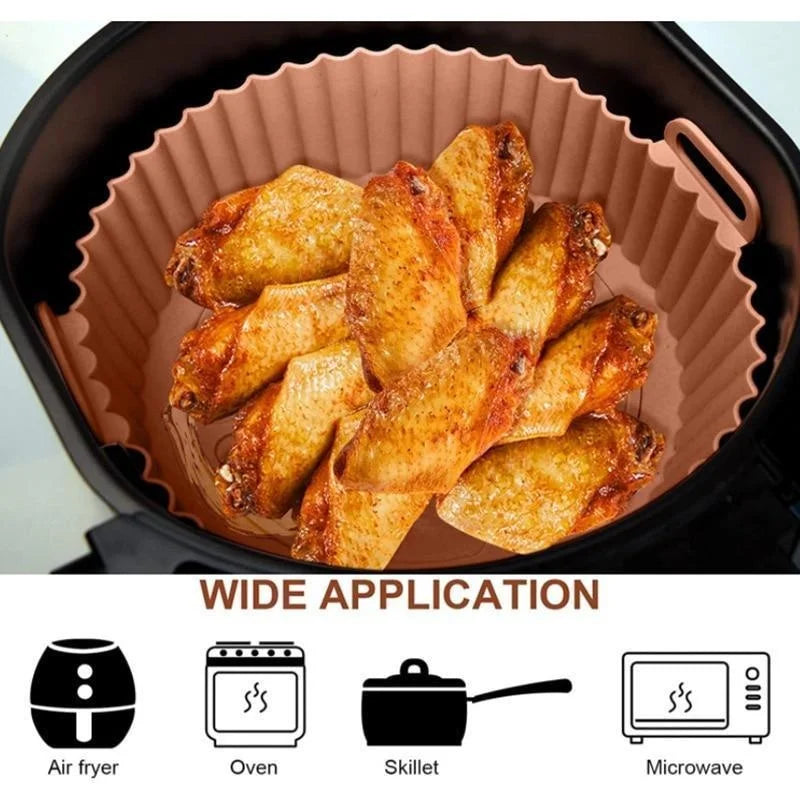 Reusable Silicone Air Fryer Liners – Non-Stick Food Safe Basket Insert for Air Fryers, Baking & Cooking