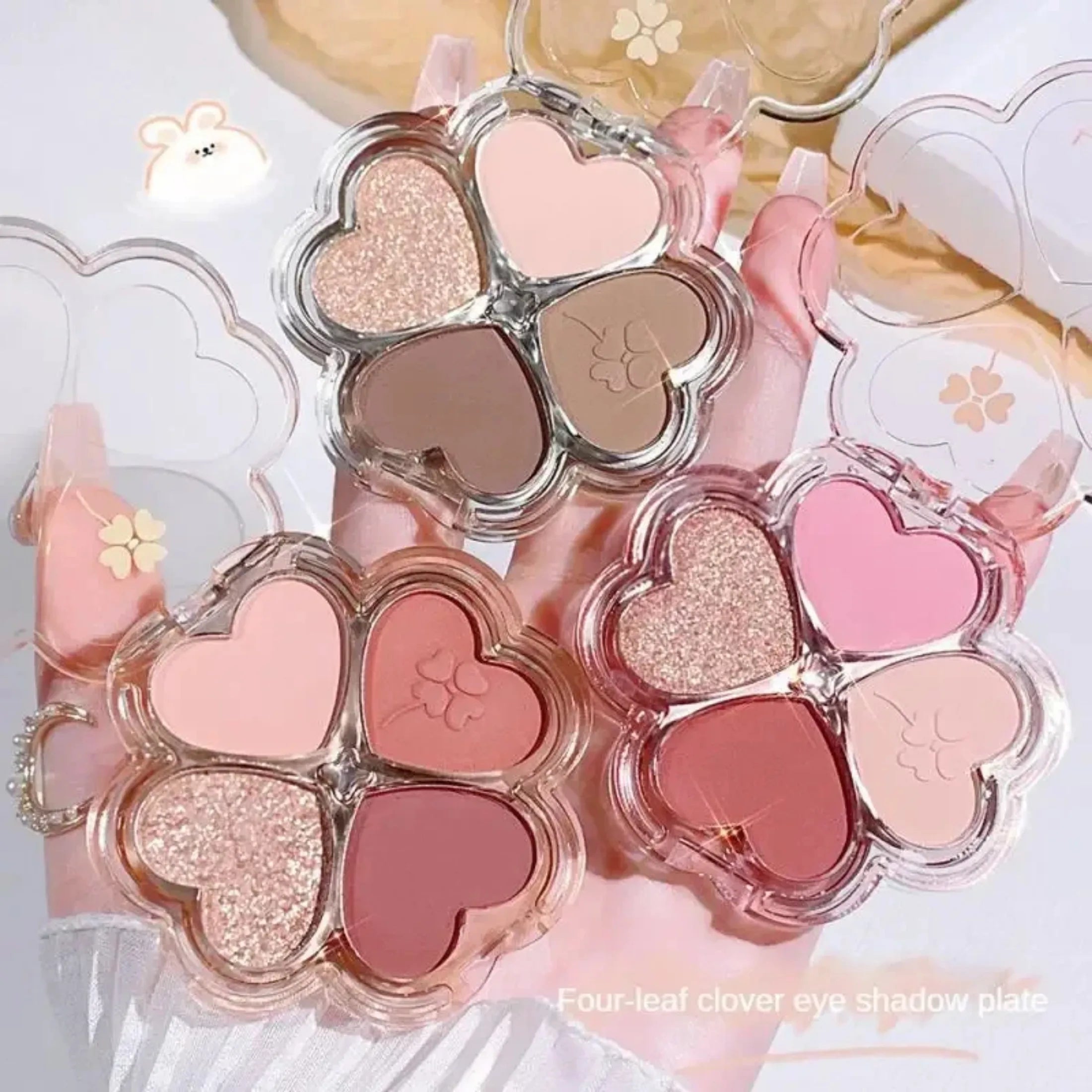 Four Leaf Eyeshadow Palette 4 Colors Eye Shimmer Matte Sequin Pearlescent Highlight Basic Color Scheme Lasting Cosmetics Makeup