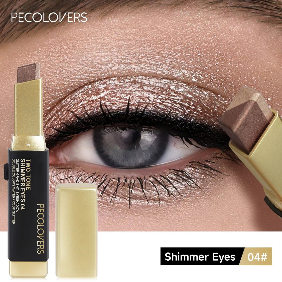Double Color Eyeshadow Stick Glitter Highlight Shadow Stick Eye Makeup Waterproof Lasting Shimmer Metallic Eyeshadow Makeup