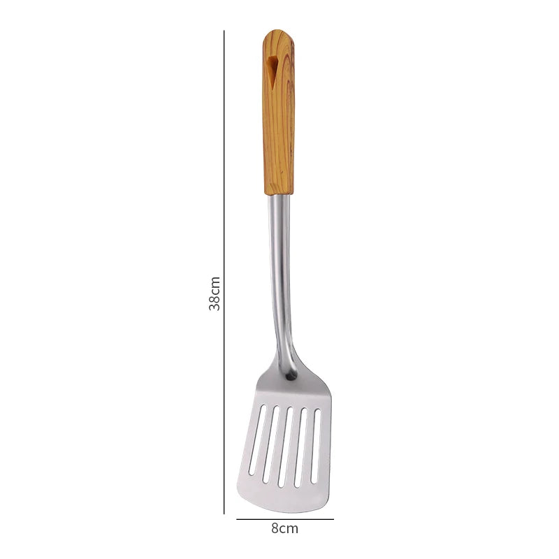 Stainless Steel Spatula Spoon Wood Handle Cooking Shovel Ladle Kitchen Utensils Baking Cooking Tools Kitchenware Cookware