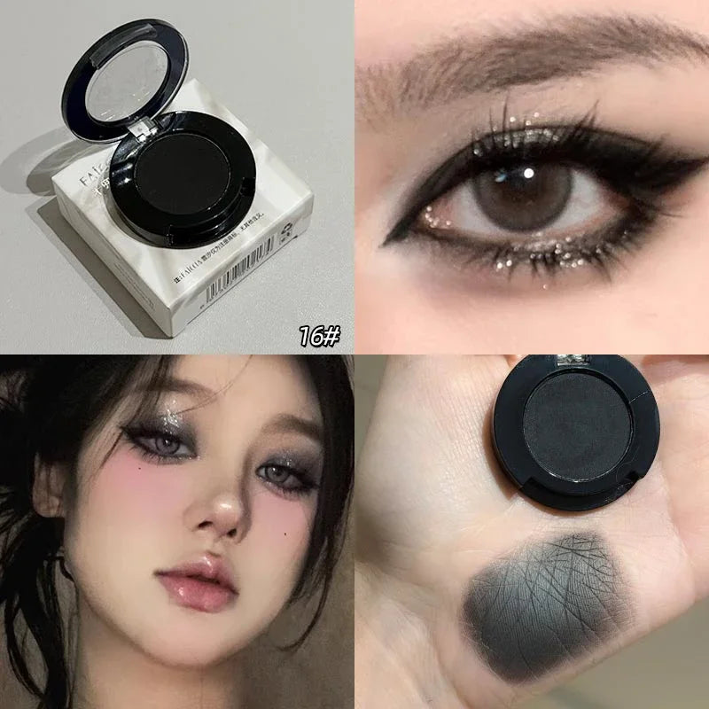 Gothic Matte Black Eye Shadow White Lying Silkworm Eyeshadow Eyeliner Palette Eye Makeup Blue Punk Smoky Eyeshadow Cosmetics