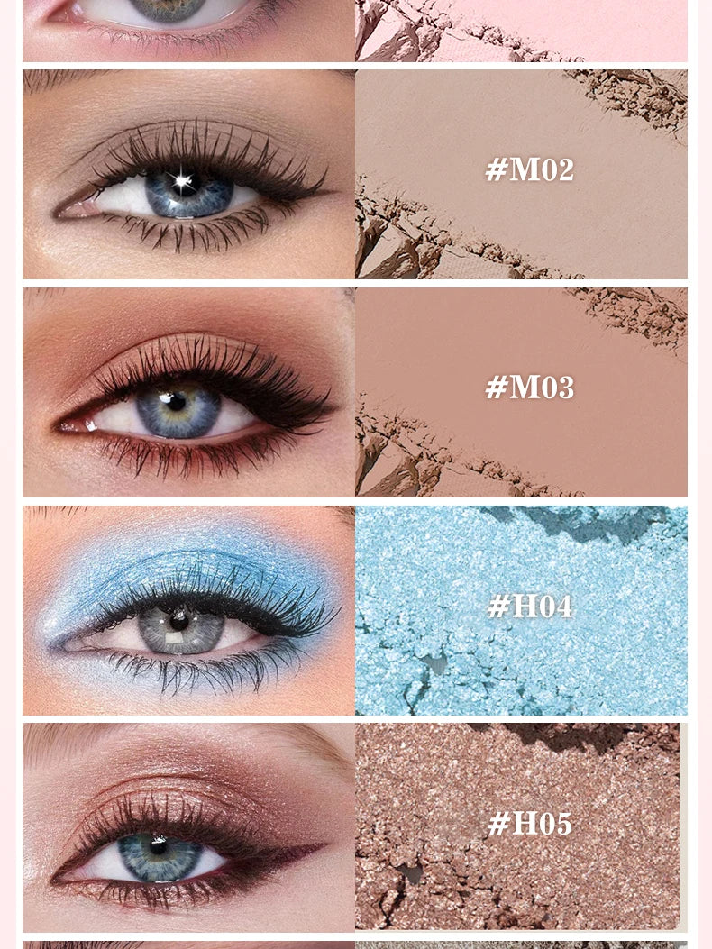 Monochrome Eye Shadow Palette - Sparkly Eye Glitter Makeup, Matte & Shimmer, Long-Lasting, Waterproof, Smudge-Free, High-Pigment