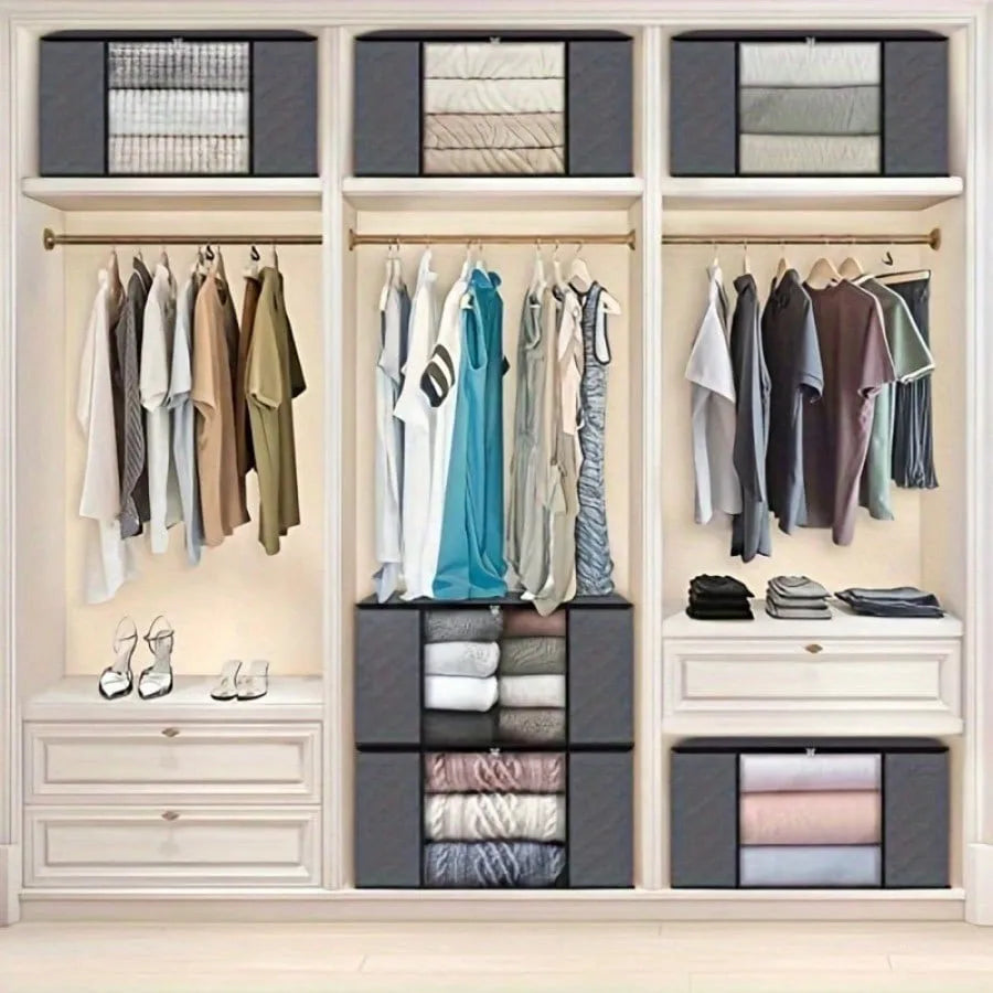 Foldable Fabric Storage Boxes Rectangle Multipurpose Organizer Bins Closet Non-Waterproof Blanket and Clothes Store Bags