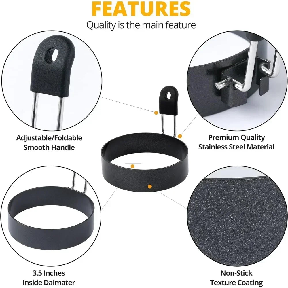 Stainless Steel Egg Frying Ring & Pancake Mould – Non-Stick Breakfast Cooking Tool