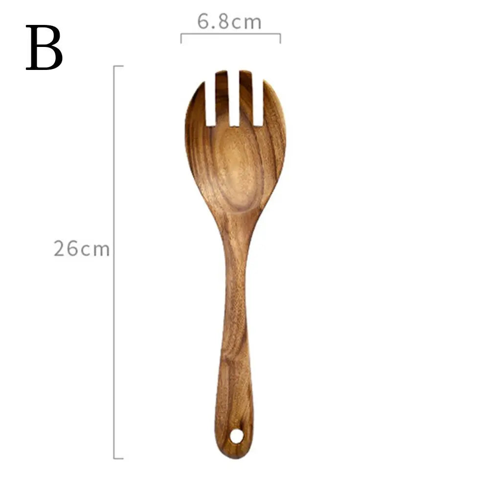 Cooking Mixing Salad Cutlery Utensils Kitchen Tools Dinner Tableware Large Spoons Fork Wooden Spoon