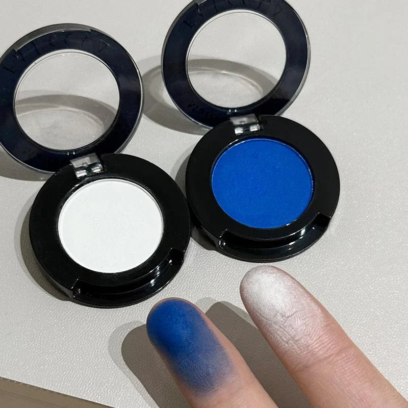 Gothic Matte Black Eye Shadow White Lying Silkworm Eyeshadow Eyeliner Palette Eye Makeup Blue Punk Smoky Eyeshadow Cosmetics