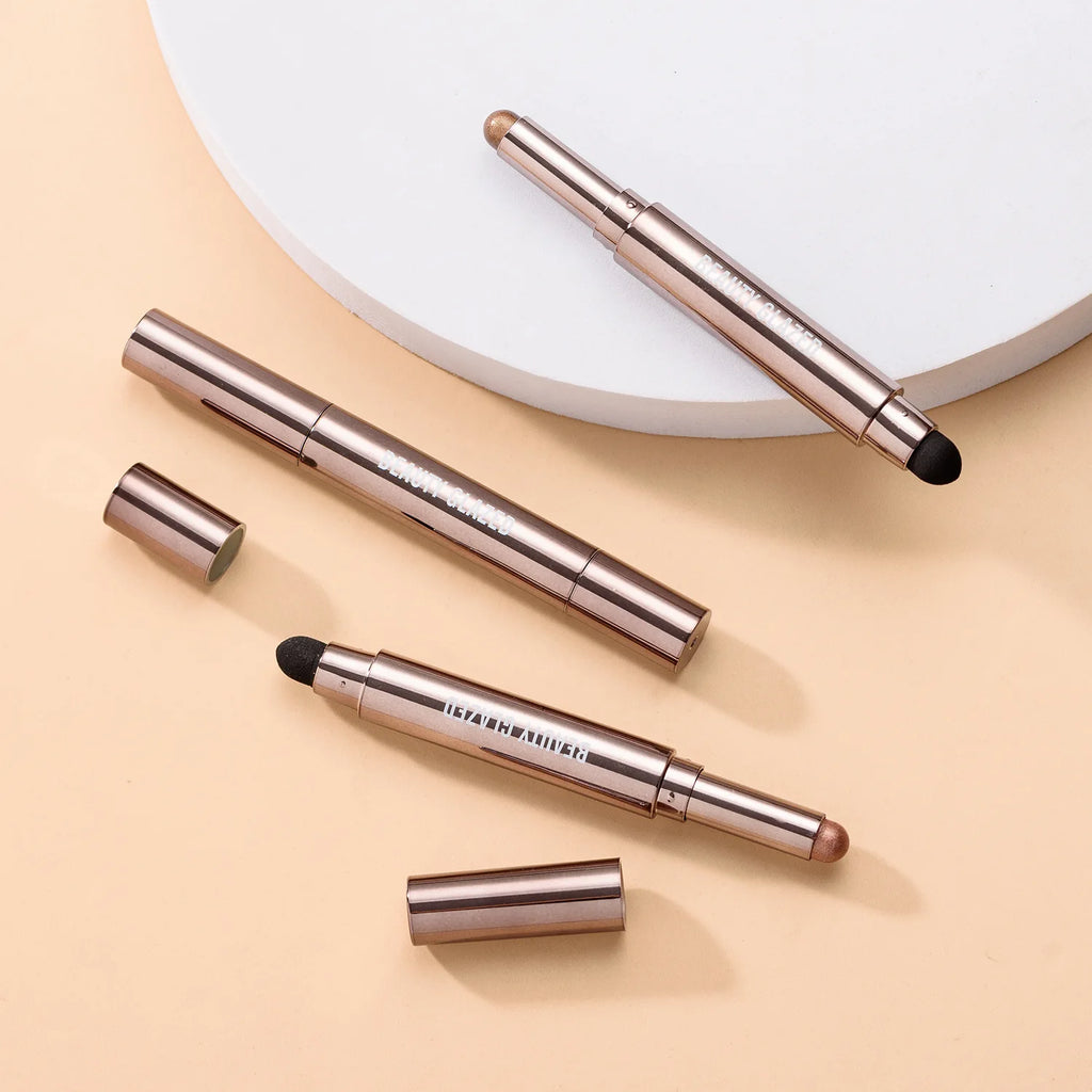 10 Color Double Ended Eye Shadow Stick With Sponge Brush Pearlescent Lasting Eyeshadow Pen Contouring Portable Makeup Cosmetics