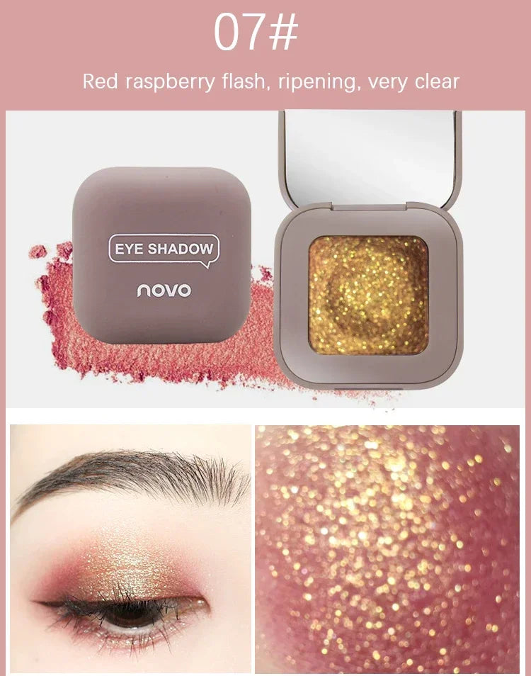 Novo Strong Stickiness Eye Ehadow High Gloss Polarized Glitter Hottest Single Eyeshadow Palette Carry Easily Cosmetics Makeup
