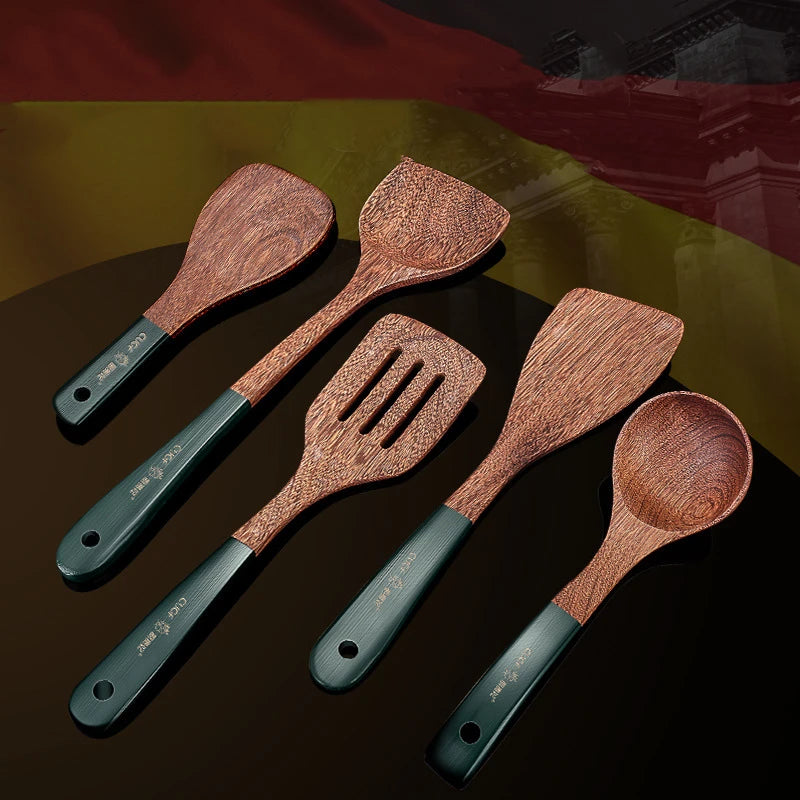 Wooden Cooking Utensils Natural Wenge Wood Non-stick Cookware Spatula Shovel Rice Spoon Kitchen Cooking Tool Kitchen Accessories
