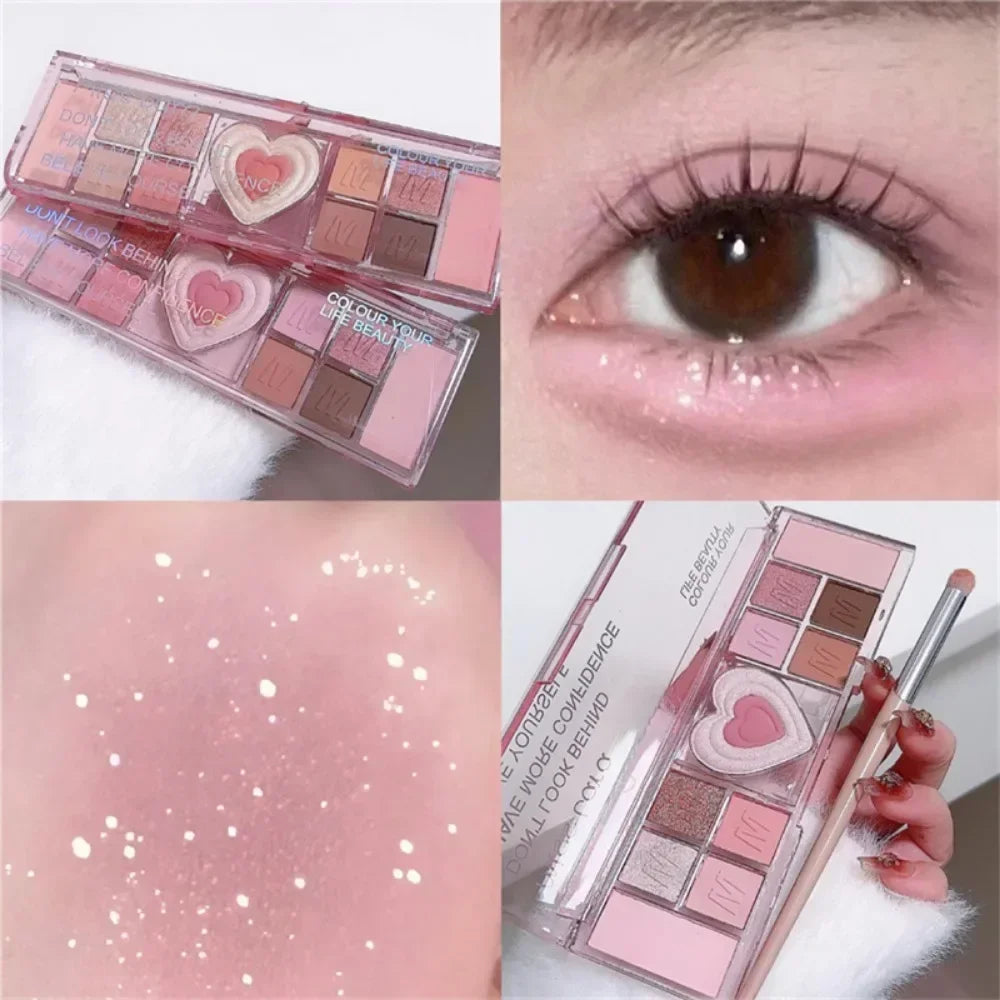 12 Colors Pink Eyeshadow Palette Natural Cool Tone Low Saturation Matte Eye Shadow Pallet Brown Korean Makeup Cosmetic New