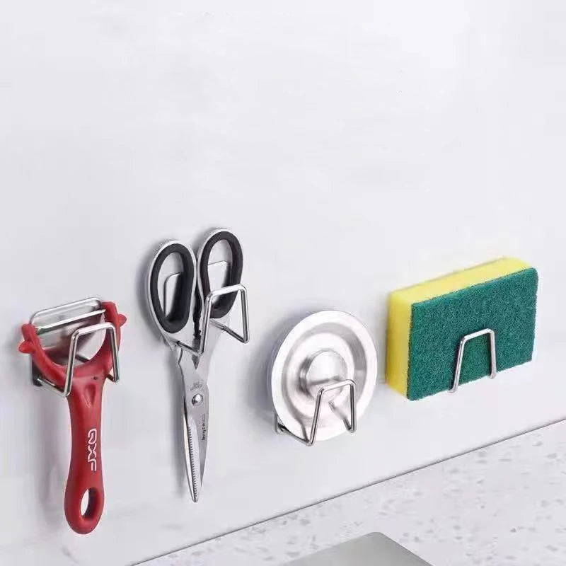 Stainless Steel Sink Sponge Holder – Wall-Mounted Suction Cup Storage Rack