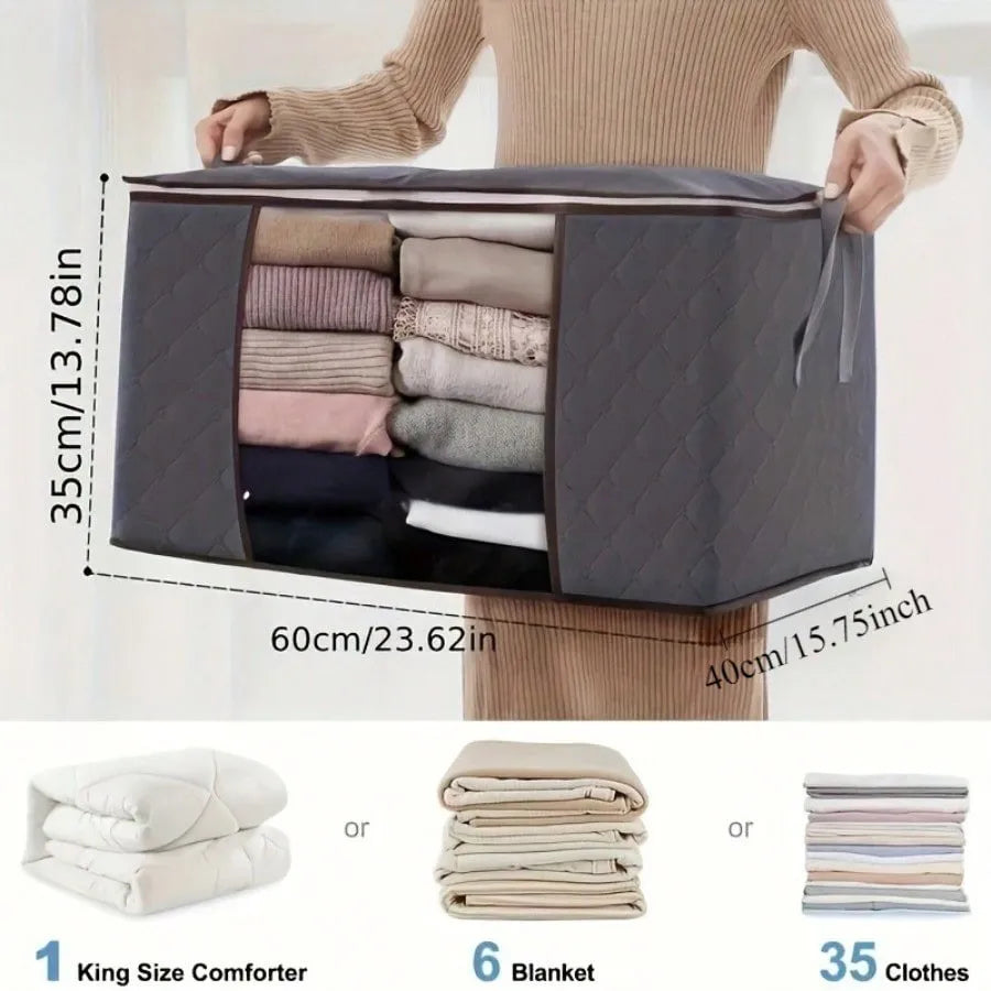 Foldable Fabric Storage Boxes Rectangle Multipurpose Organizer Bins Closet Non-Waterproof Blanket and Clothes Store Bags