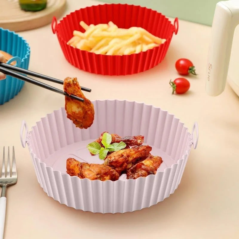 Reusable Silicone Air Fryer Liners – Non-Stick Food Safe Basket Insert for Air Fryers, Baking & Cooking