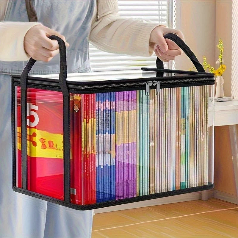 2-Pack Large Transparent Storage Boxes, Foldable and Space-Saving with Flip Lids, Large Rectangular Organizer Boxes with Front Lids and Covers, Space-Saving Design Suitable for Books, Clothes, Office, Home, Travel, Durable Pl