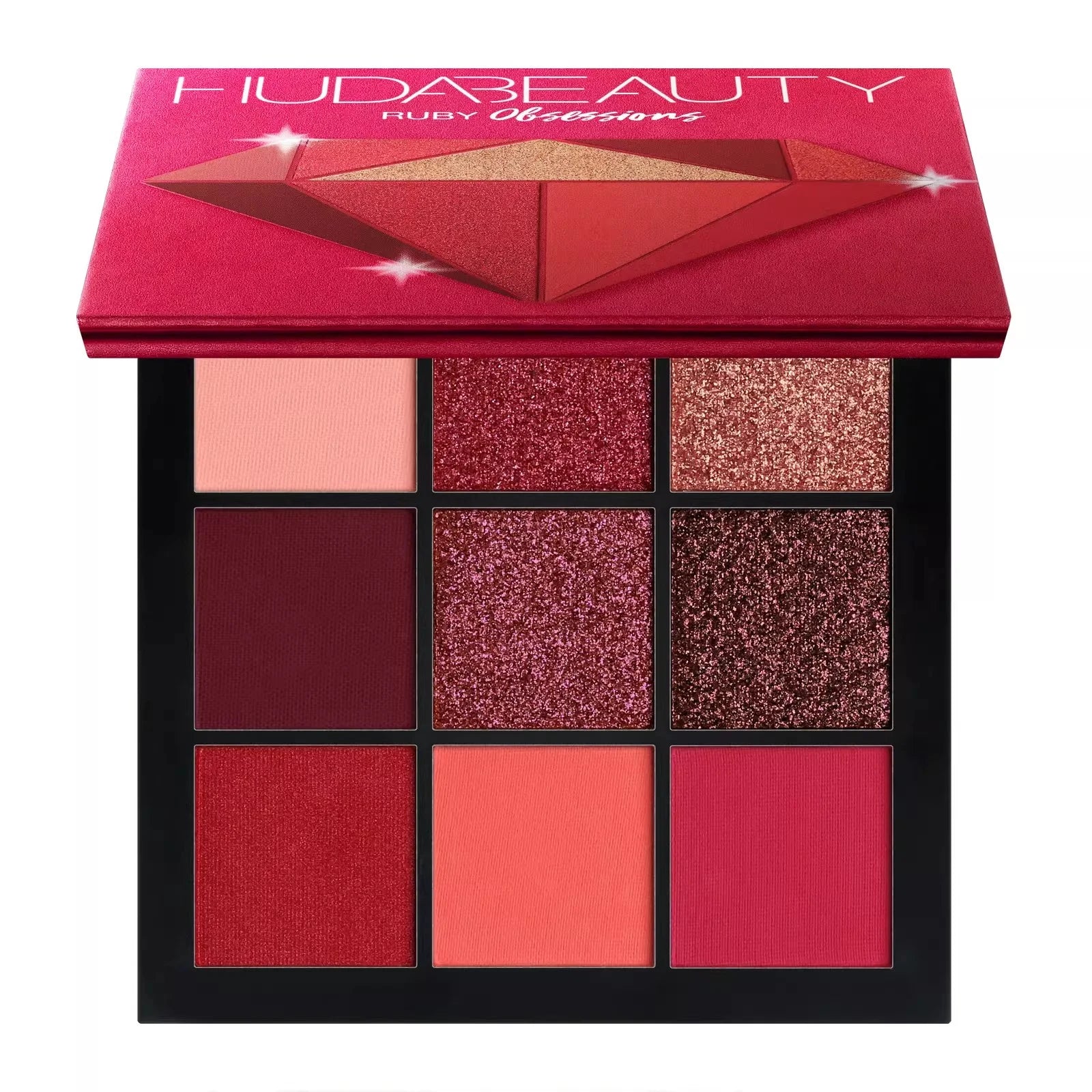 Huda Beauty 9 Color Palette Diamond Amethyst Ruby Red Gold Eye Shadow Pallete Matte Shimmer Eyeshadow Palette Glitter Makeup
