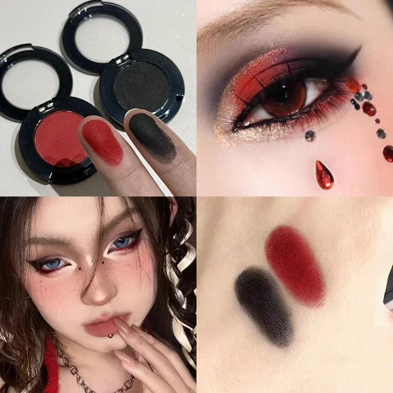 Gothic Matte Black Eye Shadow White Lying Silkworm Eyeshadow Eyeliner Palette Eye Makeup Blue Punk Smoky Eyeshadow Cosmetics