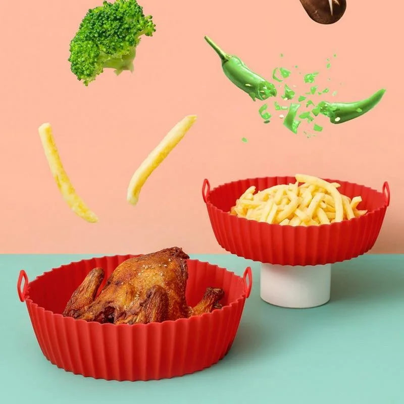 Reusable Silicone Air Fryer Liners – Non-Stick Food Safe Basket Insert for Air Fryers, Baking & Cooking