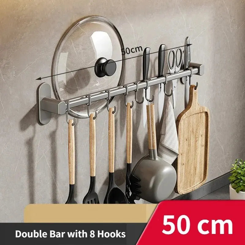 Kitchen Organizer Hooks Wall Hangers Rack for Kitchen Utensils Knife Holder Cutting Board Spoon Lid Storage Accessories No Drill