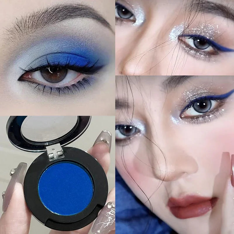 Gothic Matte Black Eye Shadow White Lying Silkworm Eyeshadow Eyeliner Palette Eye Makeup Blue Punk Smoky Eyeshadow Cosmetics