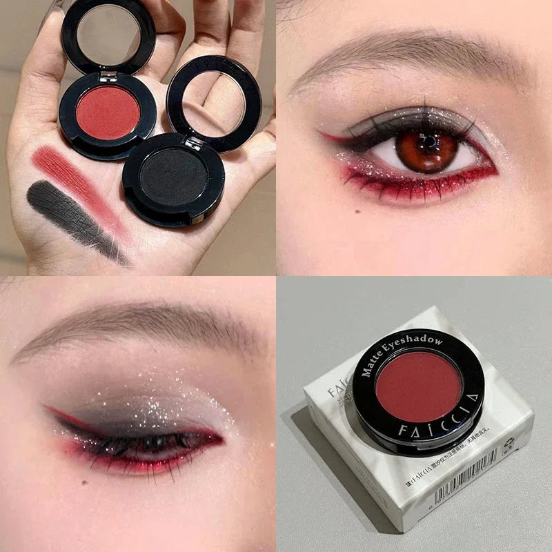 Gothic Matte Black Eye Shadow White Lying Silkworm Eyeshadow Eyeliner Palette Eye Makeup Blue Punk Smoky Eyeshadow Cosmetics