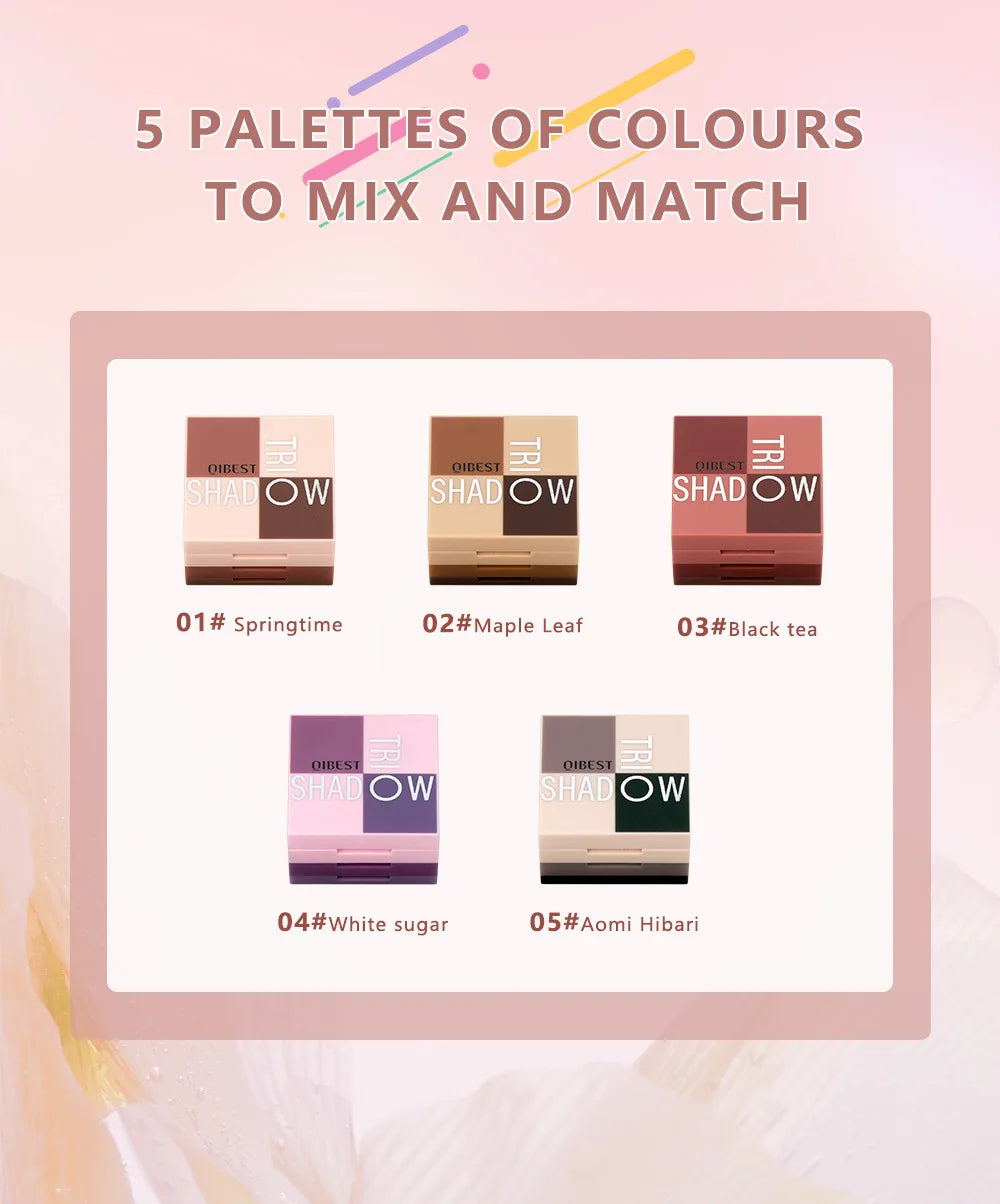 1 piece, three in one eye shadow palette, portable makeup, matte and shiny finish, multi-functional neutral tone, easy to mix