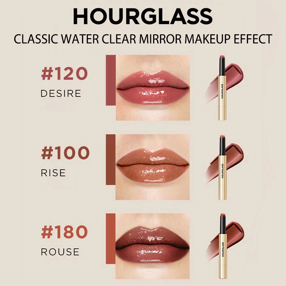 Hourglass Solid Lip Glaze Moisturizing Mirror Shine Lipstick Multi-color Suitable for Different Occasions and Makeup Looks