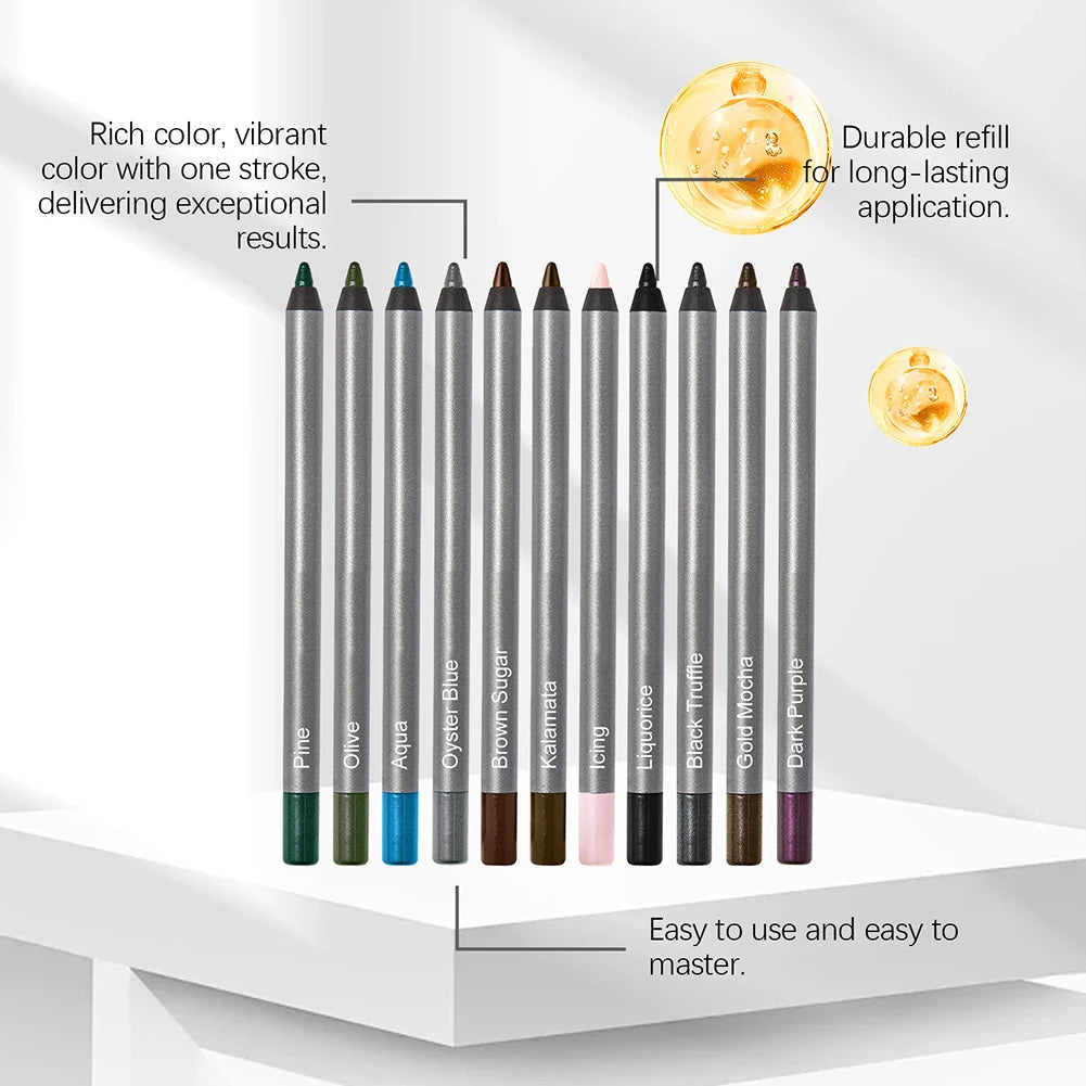 11 Colors Eye Liner,Smudge Proof Eyeliner Pen,Easy To Apply Waterproof Liquid Eyeliner Pencil,Eye Cosmetics, Makeup Tools